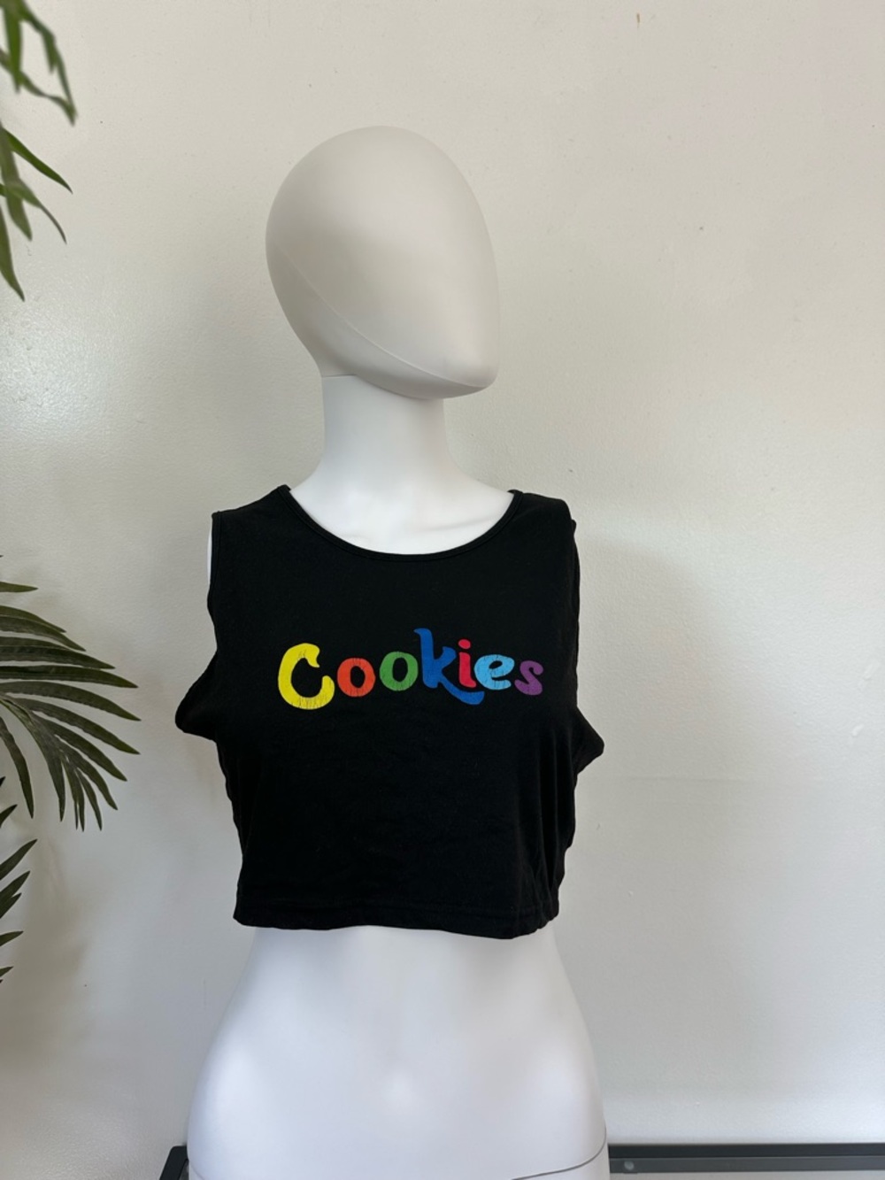 Cookies Black Crop Tank with Rainbow Logo